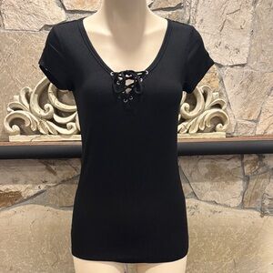 Black Lace-Up Women's Top